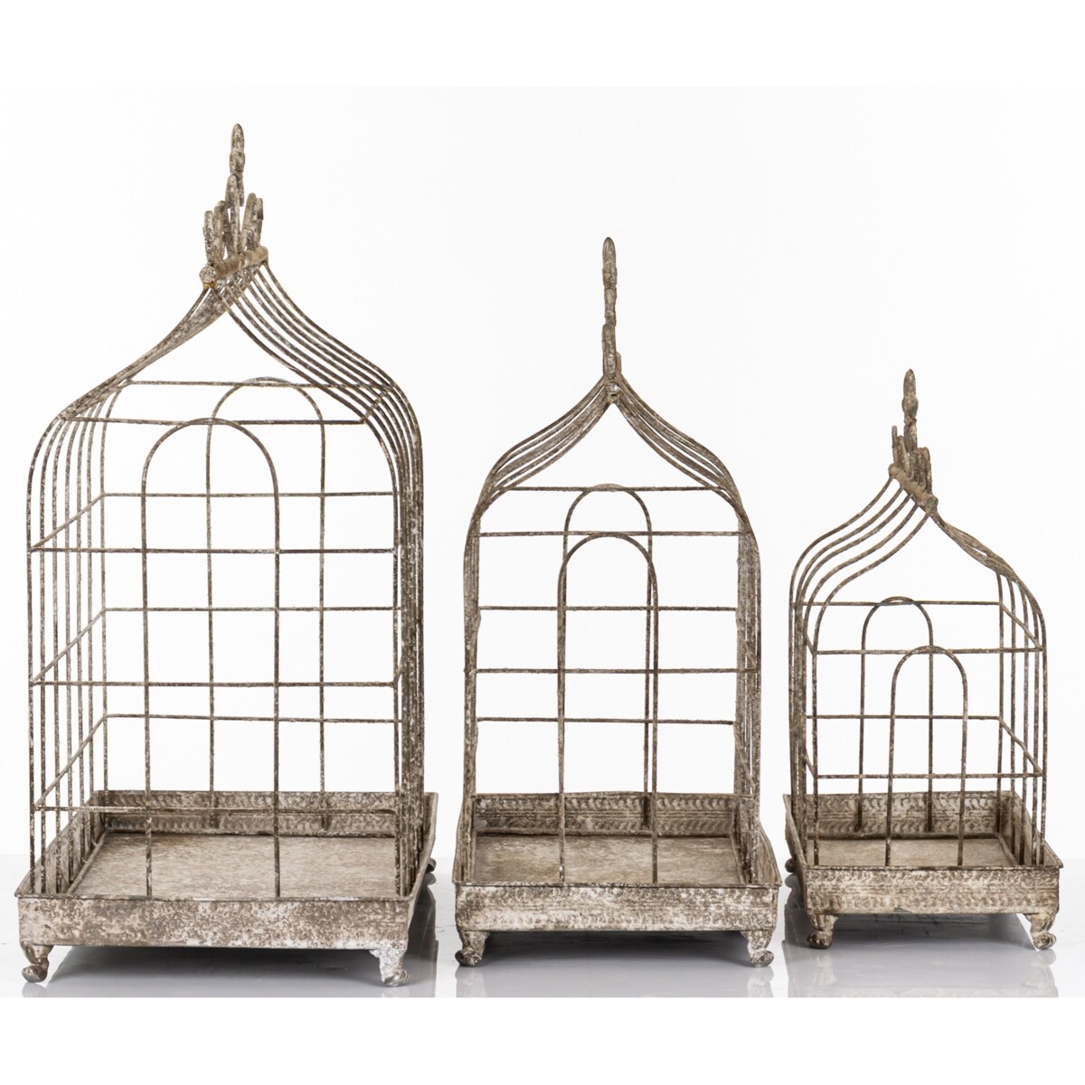 Klatki dekoracyjne metalowe 3 sztuki 69x58x31,5 i 59x50x27 i 48x41x21,5 cm BURE
