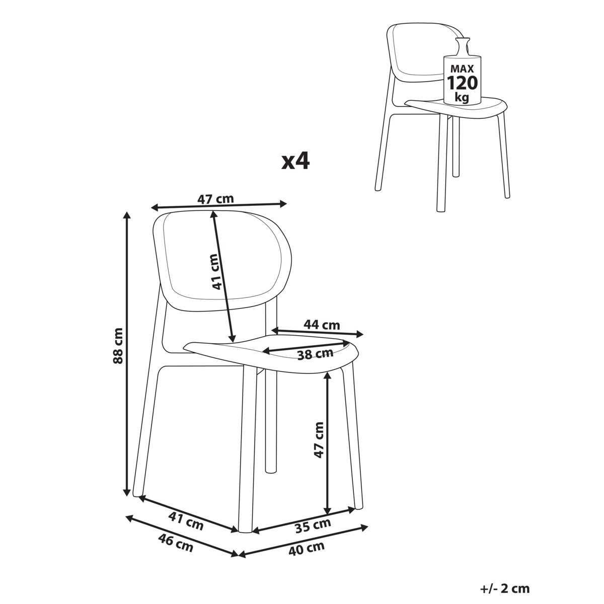 Zestaw 4 krzeseł ogrodowych MUSANO Zielony