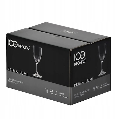 Kieliszki Krosno Prima Lumi do Wódki Likieru Nalewek 6 szt 25 ml na Nóżce