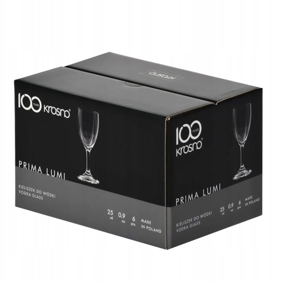 Kieliszki Krosno Prima Lumi do Wódki Likieru Nalewek 6 szt 25 ml na Nóżce