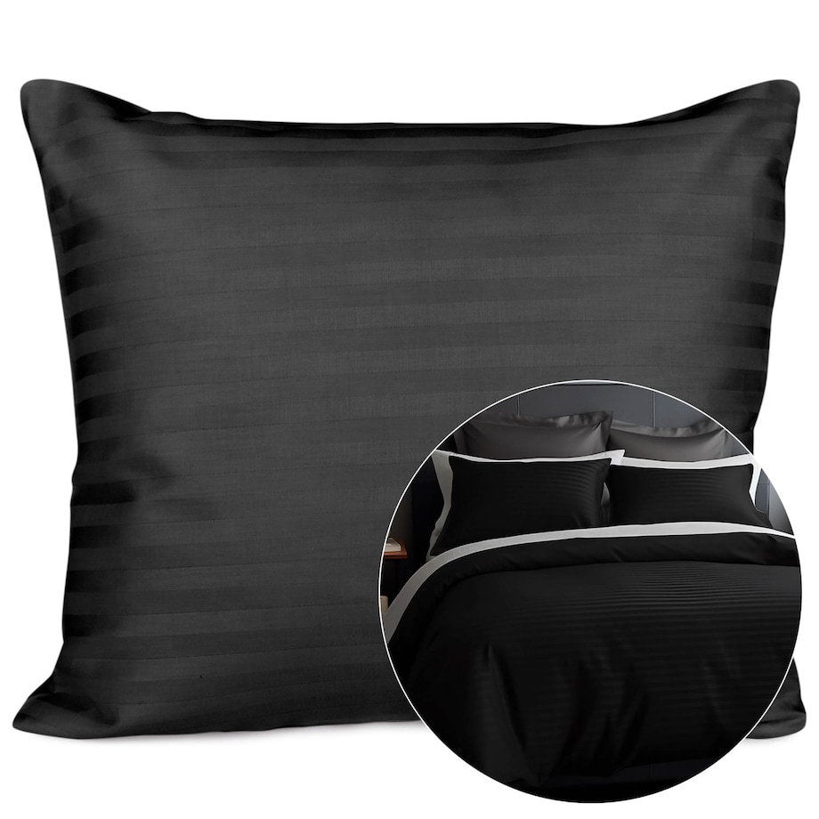 Poszewka satyna bawełniana 70x80 Cizgili kolor czarny