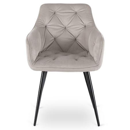 Krzesło Tapicerowane Welurowe Do Salonu Jadalni Kuchenne Szare MODESTO