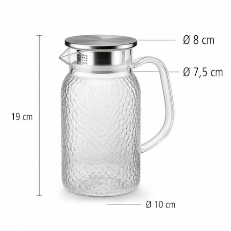 Dzbanek na wodę, napoję z uchwytem i pokrywką z sitkiem 1000 ml 1szt DZ10