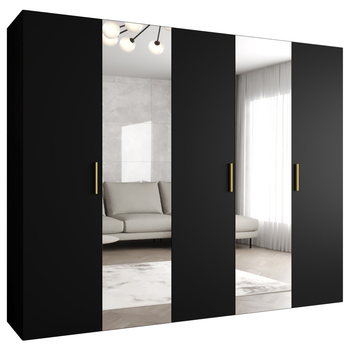 Szafa uchylna otwierana BARI 2 250 wys. 202 cm Czarny + u. Złoty