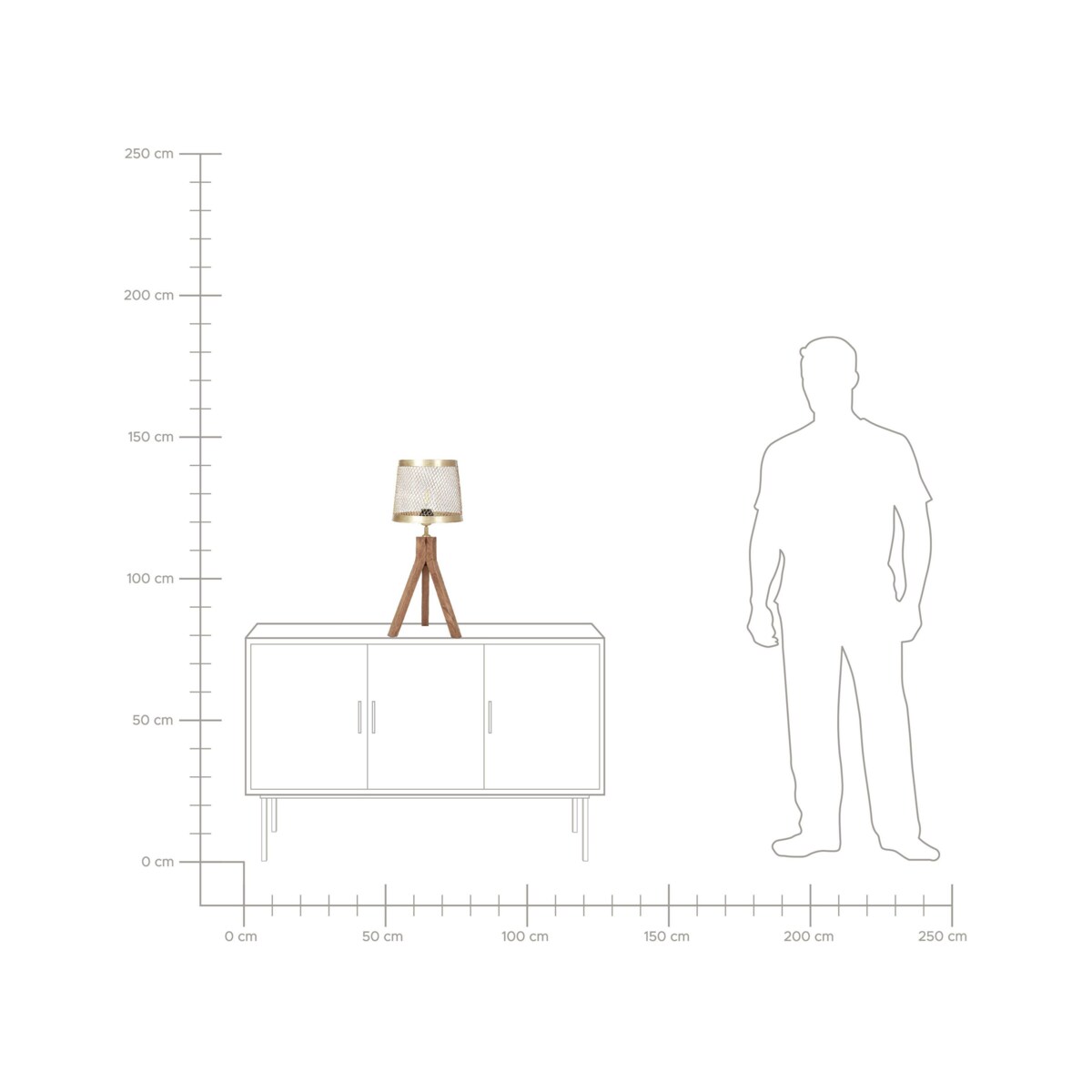 Lampa stołowa drewno mango ciemna z mosiężnym BEKI