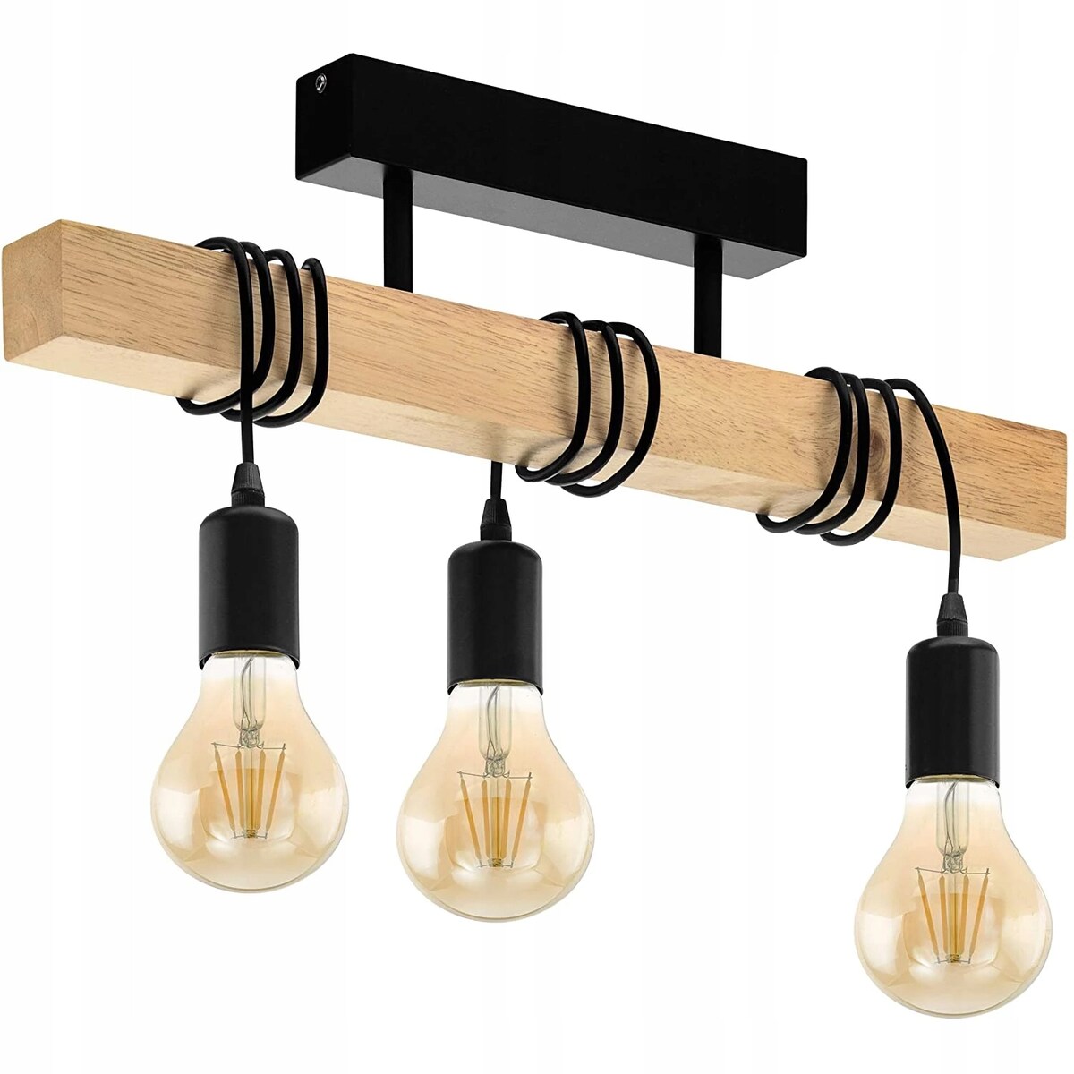 MIR JR　Double.H Lampa Sufitowa Wisząca Metal Z Drewnem Loft Line | home&you