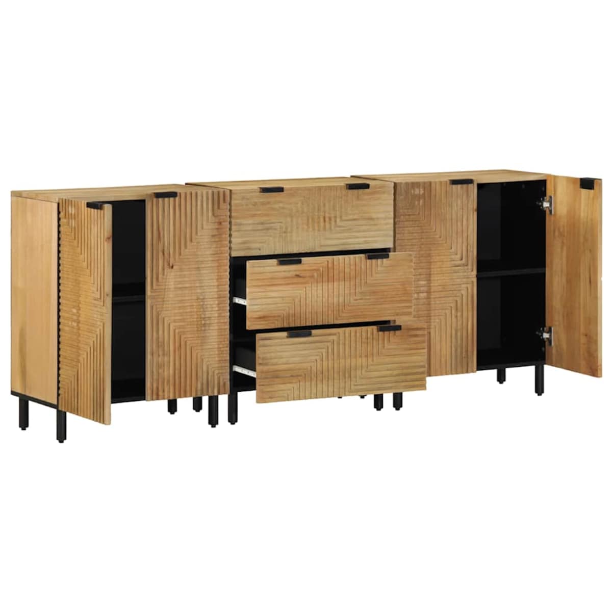 vidaXL 3-częściowy kredens brązowy 60x33x75 cm lite drewno mango