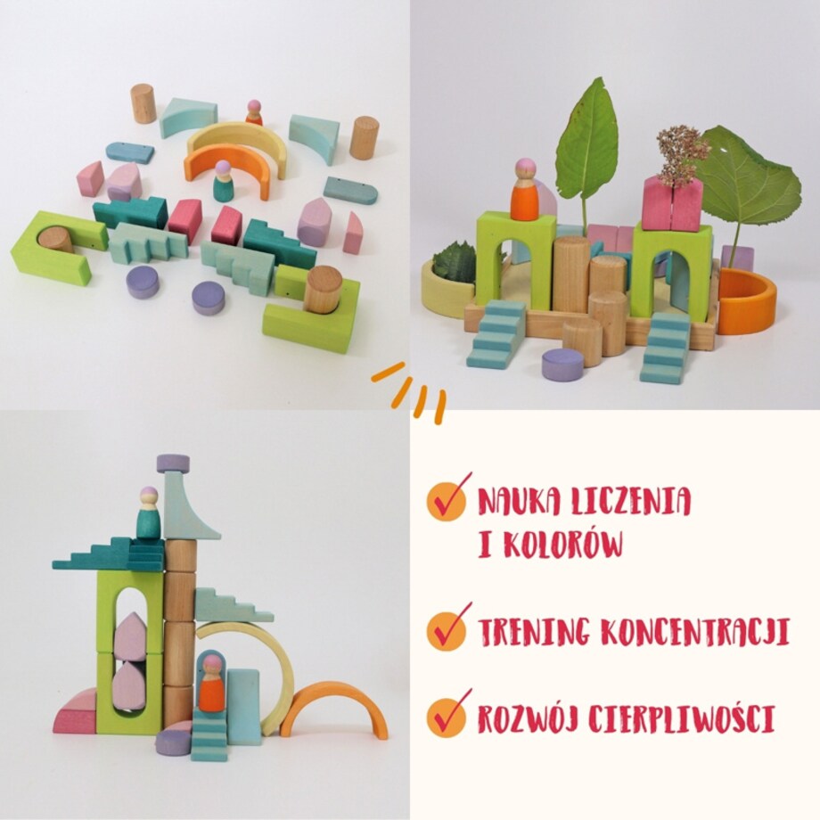 Układanka drewniana w ramce – klocki drewniane Grimm's dla rocznego dziecka