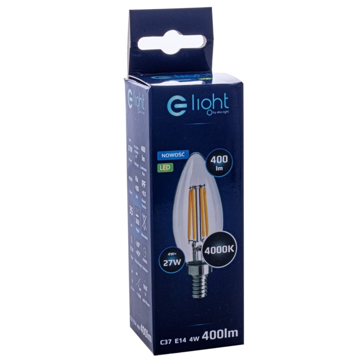 Żarówka świecznka EKZF0964 E14 LED 4W 470lm szklana neutralna, Eko-light