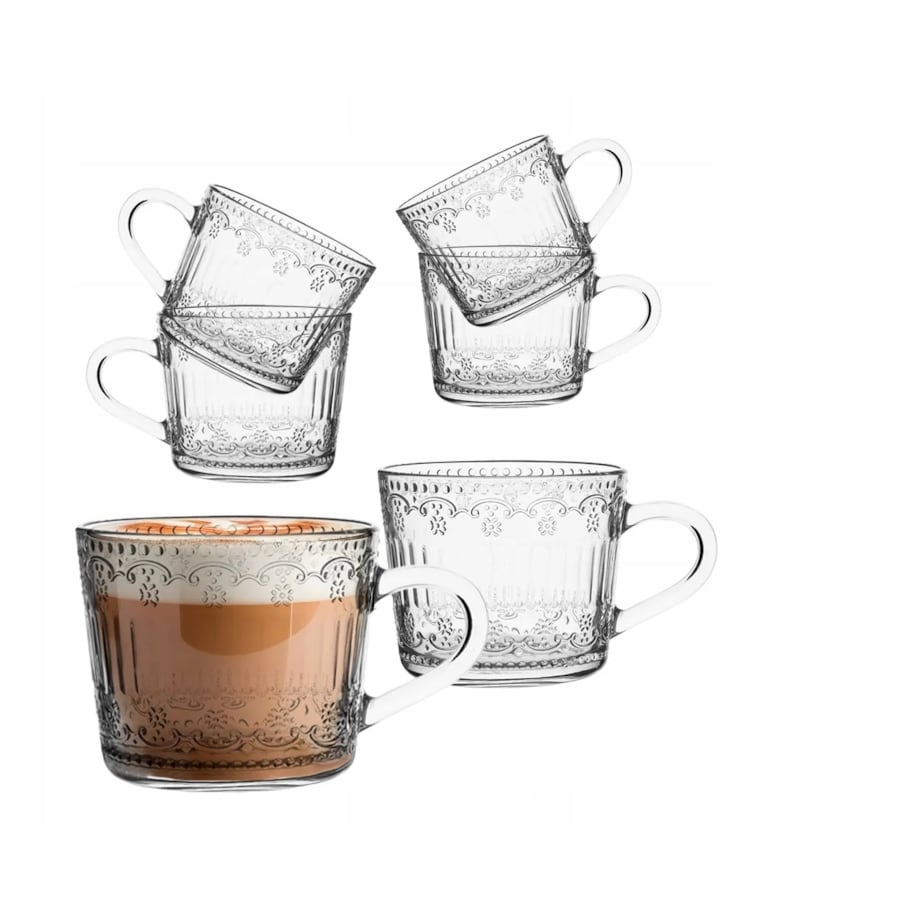 6x KUBEK FILIŻANKA szklanka 450 ml na herbatę kawę latte desery prezenty