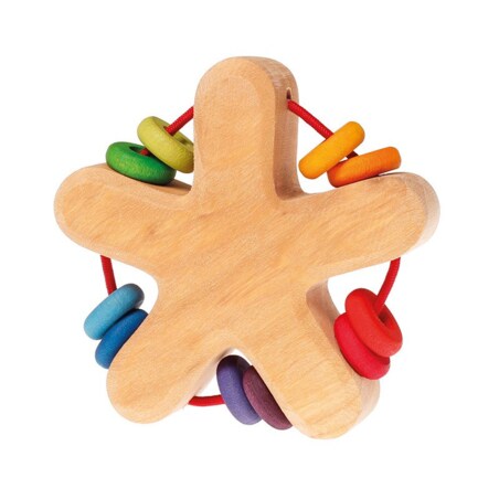 Grzechotka Gwiazdka dla niemowlaka drewniana kolorowa 0+ Grimm's