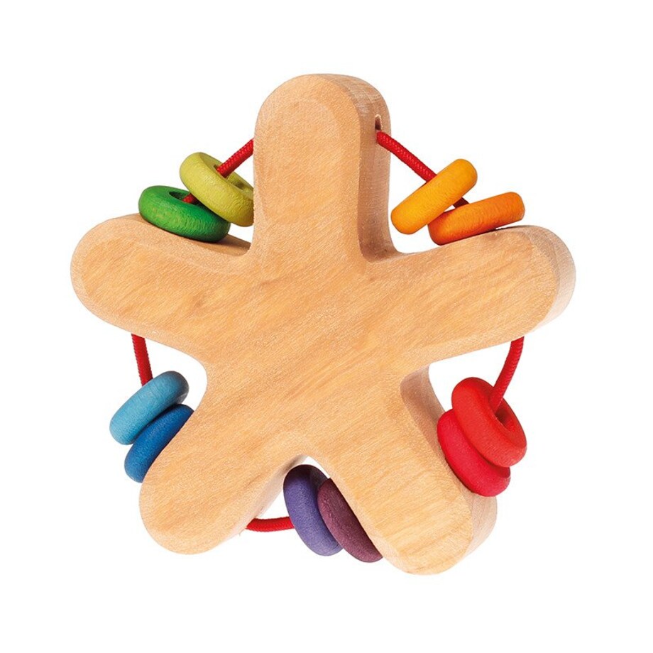 Grzechotka Gwiazdka dla niemowlaka drewniana kolorowa 0+ Grimm's
