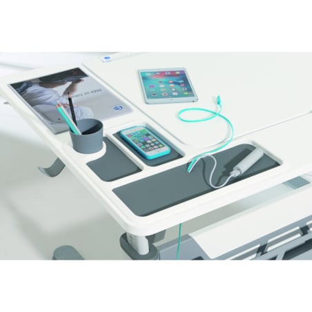 Ergonomiczne, regulowane biurko PAIDI JARO 120 cm – kredowa biel (wersja prawa)