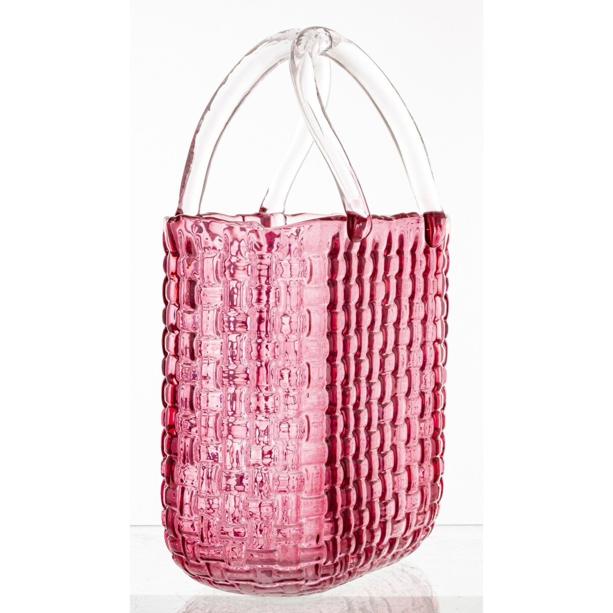 Wazon szklany 28x19x11 cm TORBA-3A różowa z transparentnymi uchwytami