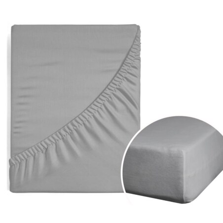 Prześcieradło z Gumką Satyna 180 x 200 Srebrne Szare Satynowe Duże miękkie