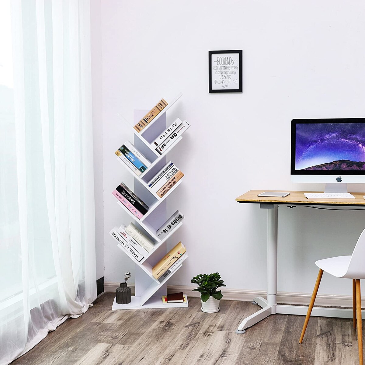 Regał Półka Na Książki 50X25X141,5 Cm Biały