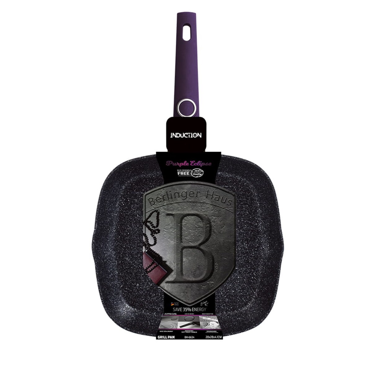 Patelnia grillowa z powłoką tytanową 28x28cm BERLINGER HAUS Purple Eclipse