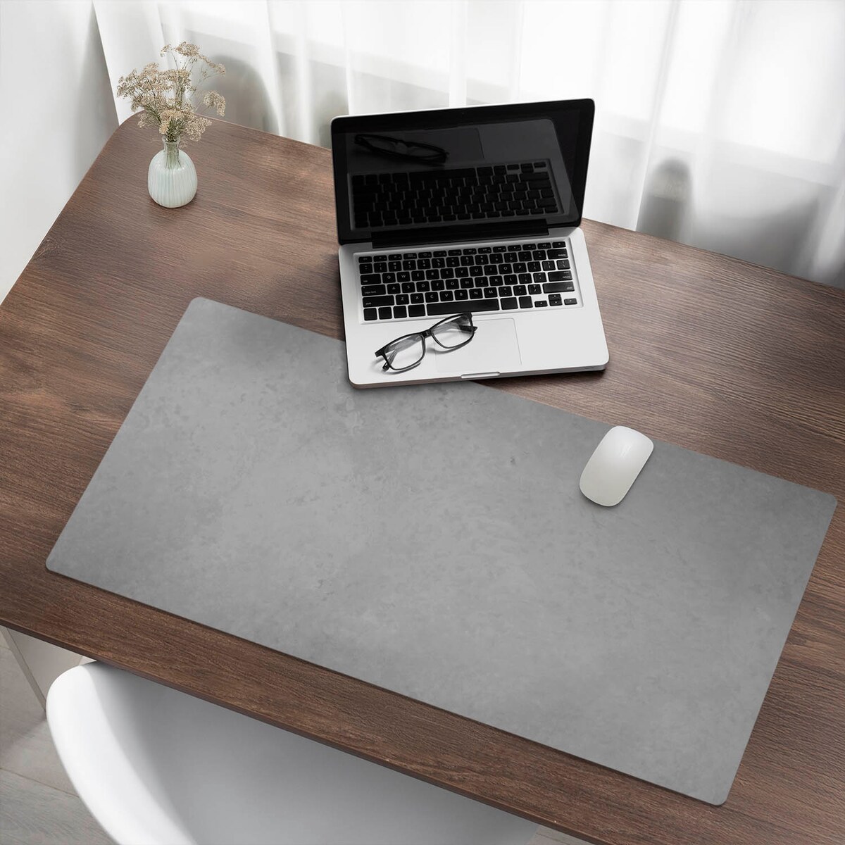 Szara mata na biurko Betonowa tekstura, 100x50 cm