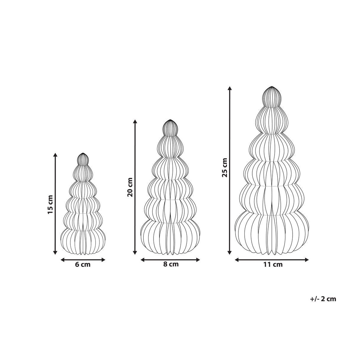 Zestaw 3 figurek dekoracyjnych DHAULAGIRI Choinka 15/20/25 cm Czerwony