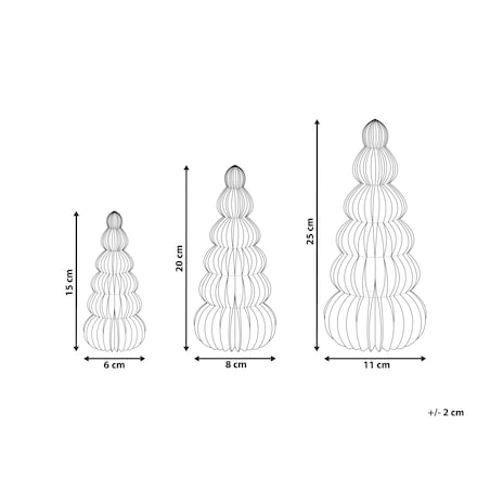 Zestaw 3 figurek dekoracyjnych DHAULAGIRI Choinka 15/20/25 cm Czerwony
