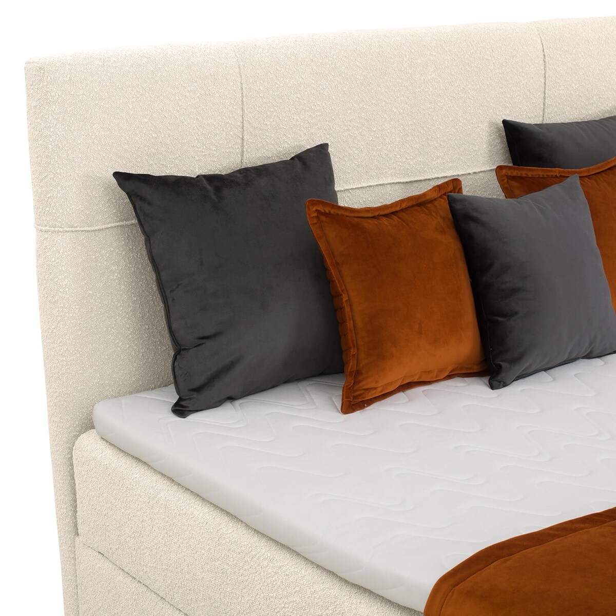 Łóżko kontynentalne EVERTON 180x200 z pojemnikiem, Jasny Beż, tkanina Baloo 2074