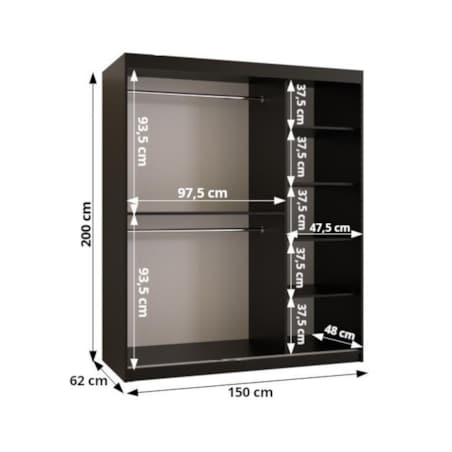 Szafa przesuwna Garderoba RAMIRO 1 150 gł. 62 biały