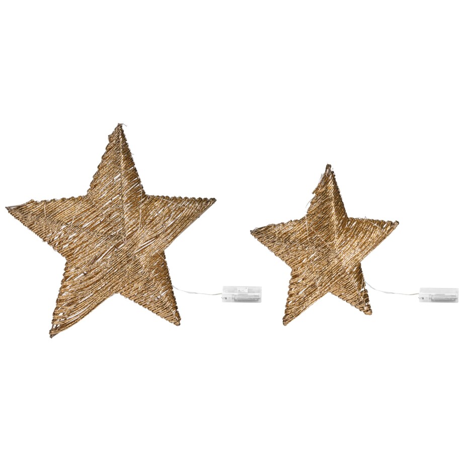 Zestaw 2 dekoracji świątecznych LED HAMPEN Gwiazda 24/30 cm Złoty