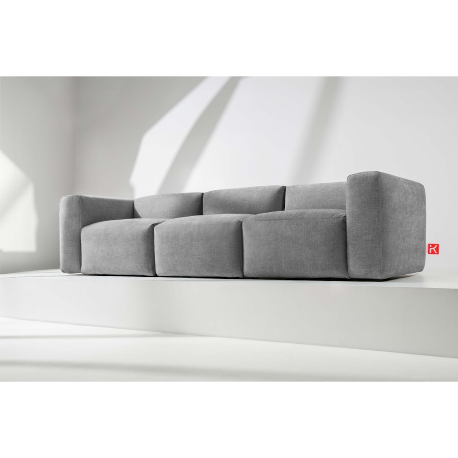 KONSIMO BUFFO 3-osobowa sofa z wyjątkowo miękkim i wygodnym siedziskiem, kolor jasny popielaty