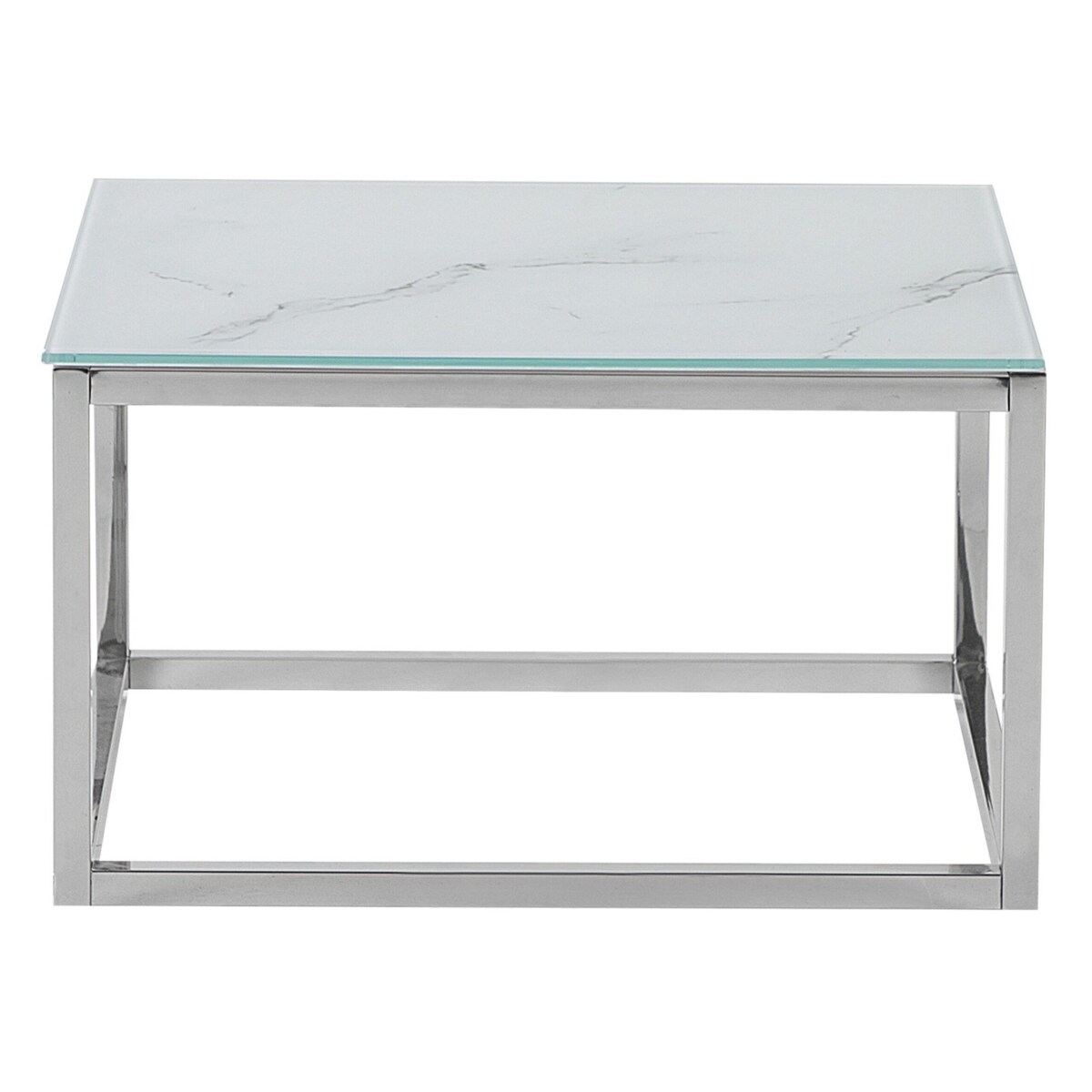 Zestaw 2 stolików kawowych BREA Szkło hartowane Biały marmur