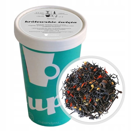 Herbata czarna KRÓLEWSKIE ŚWIĘTA imbir goździki cynamon ananas migdały 120g