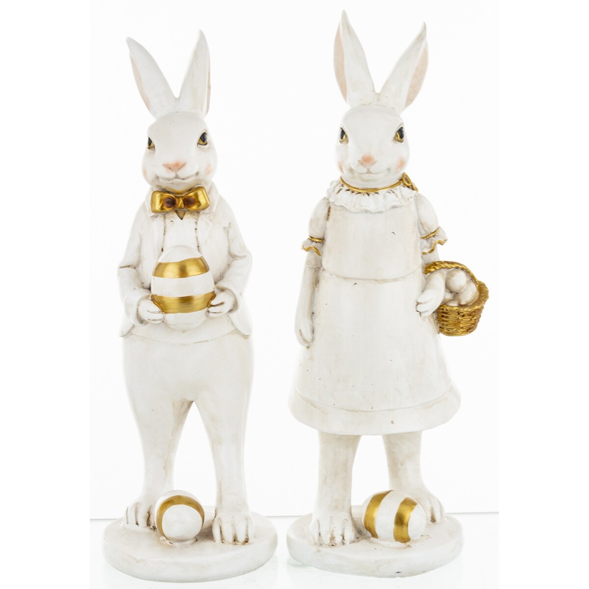 Dekoracja - króliczątko z pisanką i na pisance 13,5x9x9 cm BIELACZEK