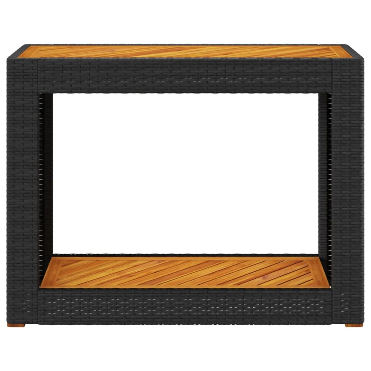 vidaXL Stolik ogrodowy z drewnianym blatem, czarny, 100x40x75 cm