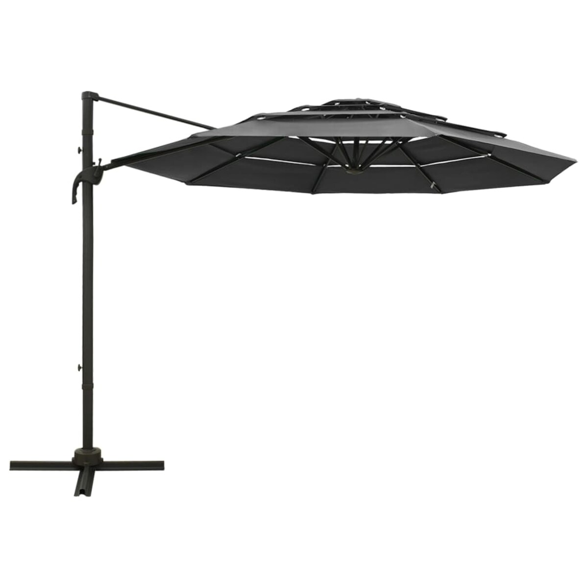 vidaXL 4-poziomowy parasol na aluminiowym słupku, antracytowy, 3x3 m
