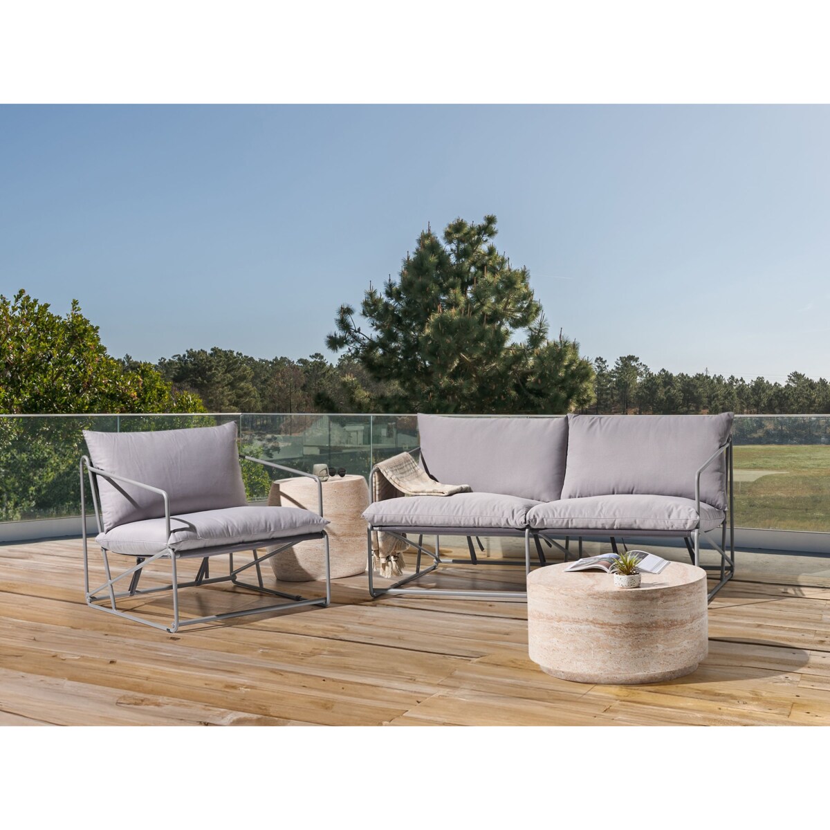 Zestaw ogrodowy dla 3 osób PONTE Metal Szary