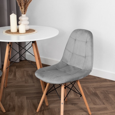 Krzesło Tapicerowane Welurowe Do Jadalni Salonu Pikowane Skandynawskie