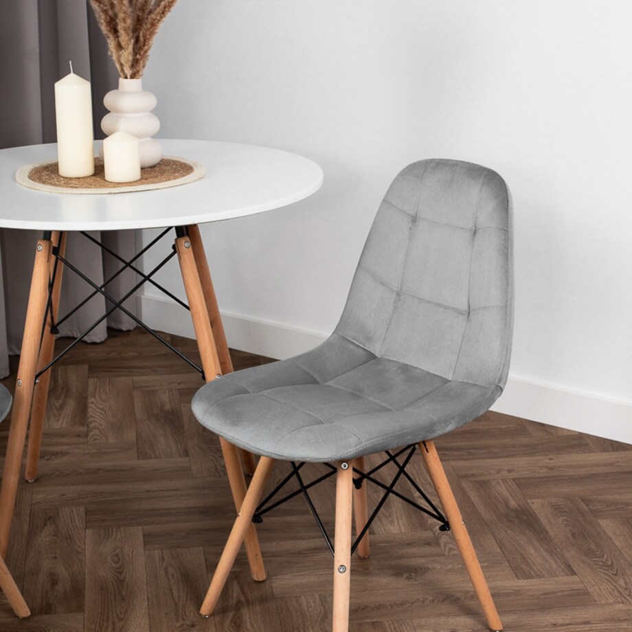 Krzesło Tapicerowane Welurowe Do Jadalni Salonu Pikowane Skandynawskie