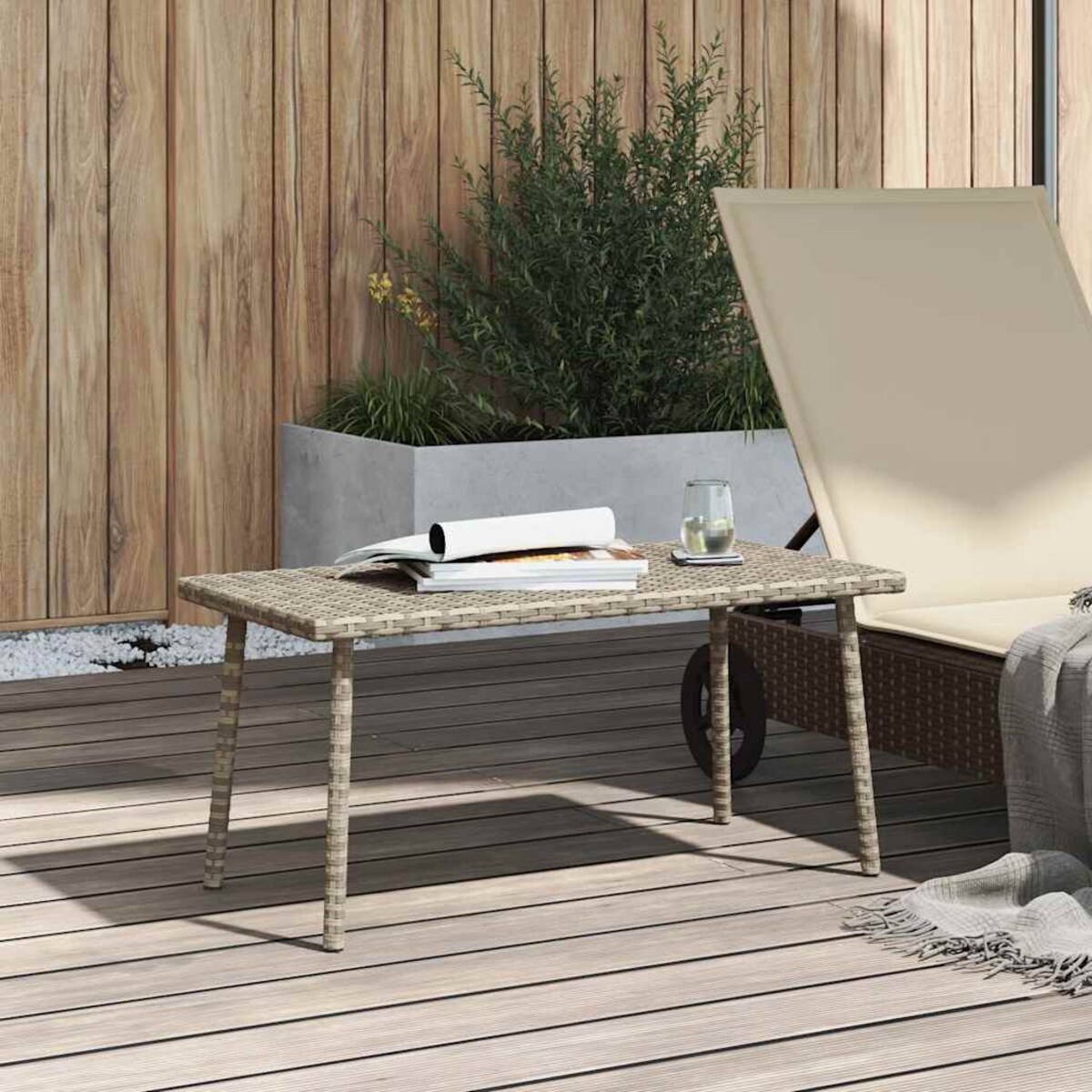 vidaXL Stolik kawowy ogrodowy prostokątny jasnoszary 80x40x37 cm