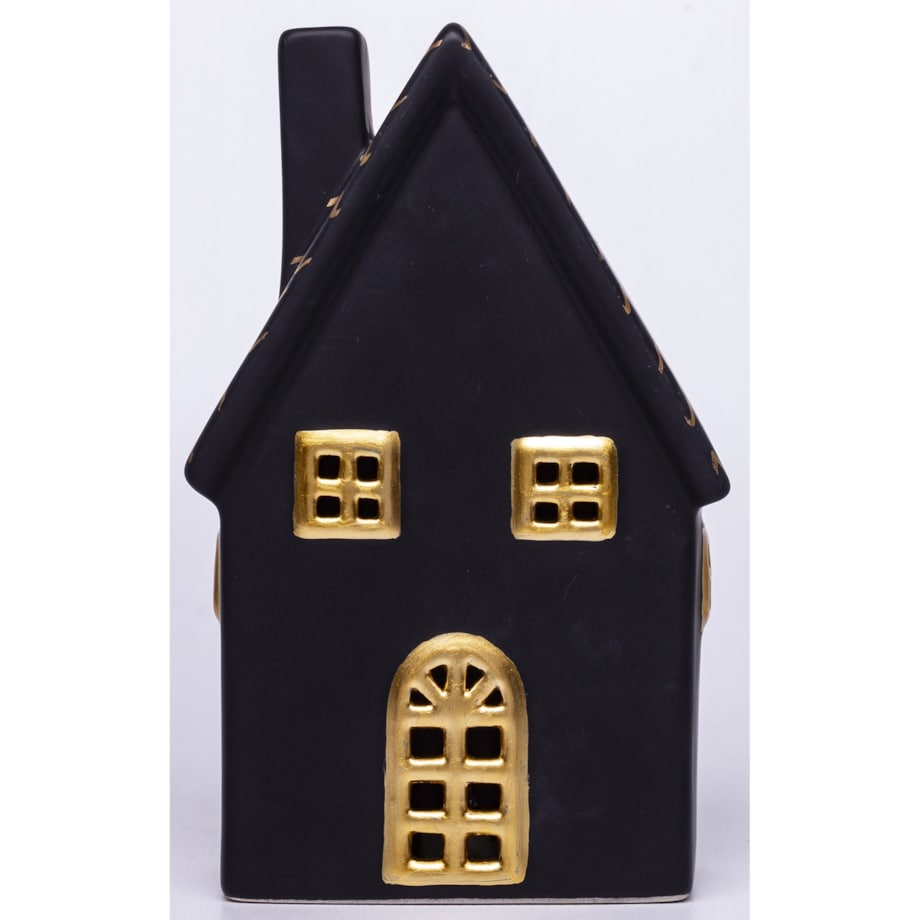 Dolomitowy czarny domek LED 19x12x6,5 cm JOUDA