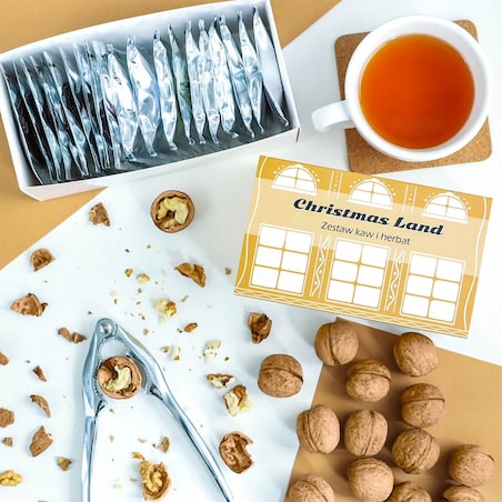 ŚWIĄTECZNY ZESTAW PREZENTOWY "CHRISTMAS LAND" 10 SMAKÓW KAW I 10 SMAKÓW HERBAT SYPANYCH - PREZENT UPOMINEK NA MIKOŁAJA ŚWIĘTA GWIAZDKĘ BOŻE NARODZENIE POD CHOINKĘ DLA KOBIETY FACETA