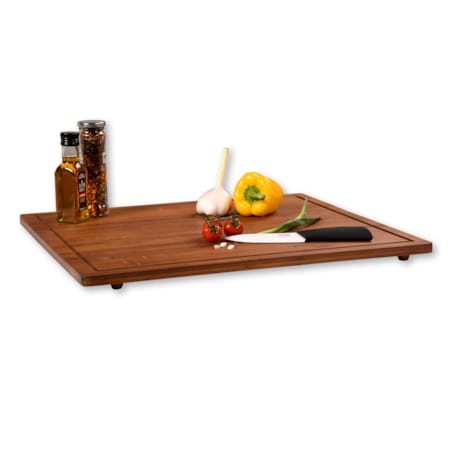 Deska do krojenia z antypoślizgowymi nóżkami, ciemny bambus, 50 x 56 cm