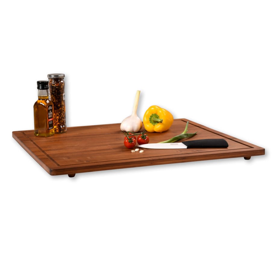 Deska do krojenia z antypoślizgowymi nóżkami, ciemny bambus, 50 x 56 cm