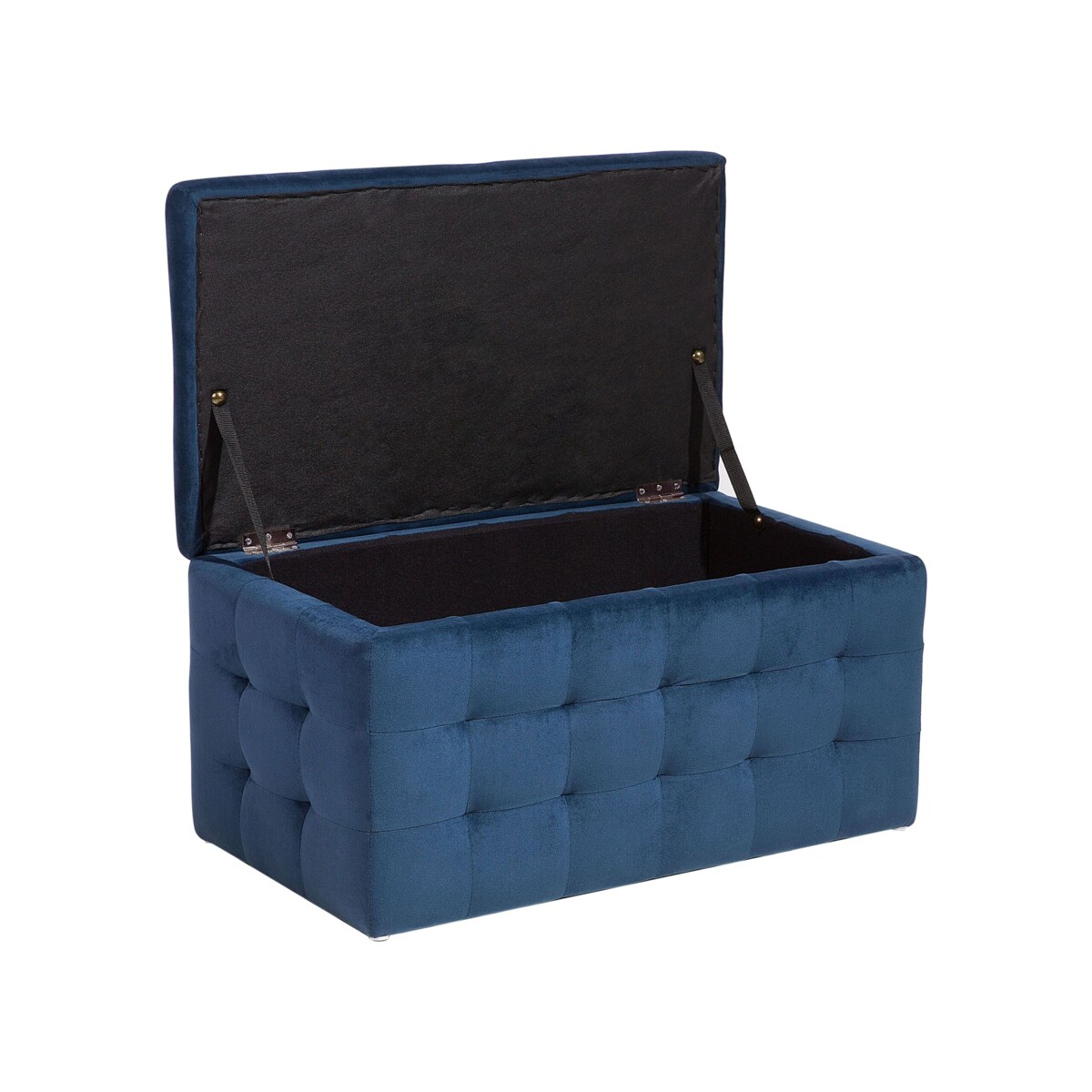 Puf ze schowkiem welurowy ciemnoniebieski MICHIGAN