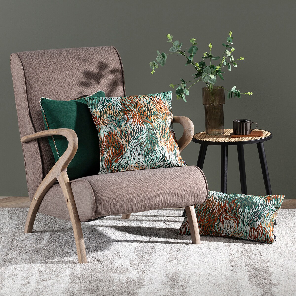 Zestaw poduszek do salonu Impressio green, 43x43/45x45/47x28 cm