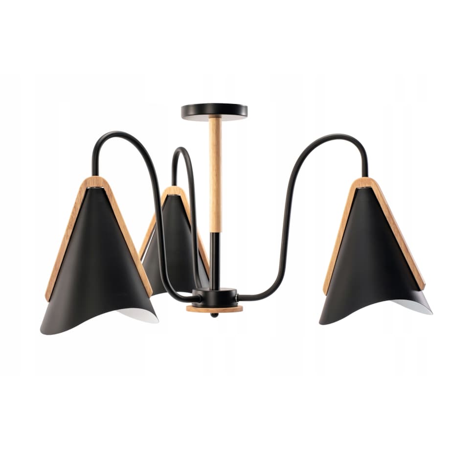 Lampa Sufitowa Skandynawska Czarna 3 Ramiona Metal