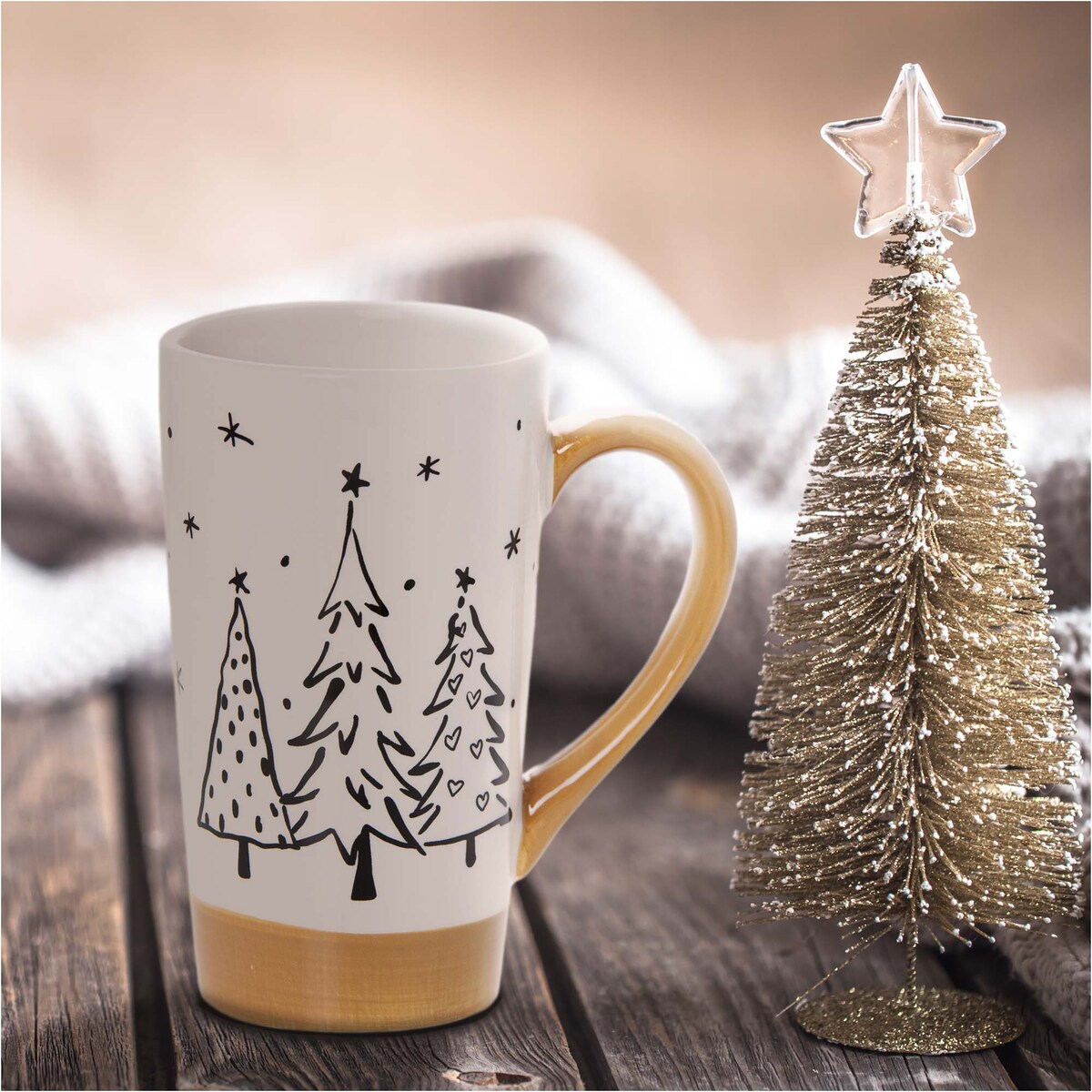 Kubek Świąteczny Ceramiczny Na Prezent 15,5 Cm Boże Narodzenie Duży