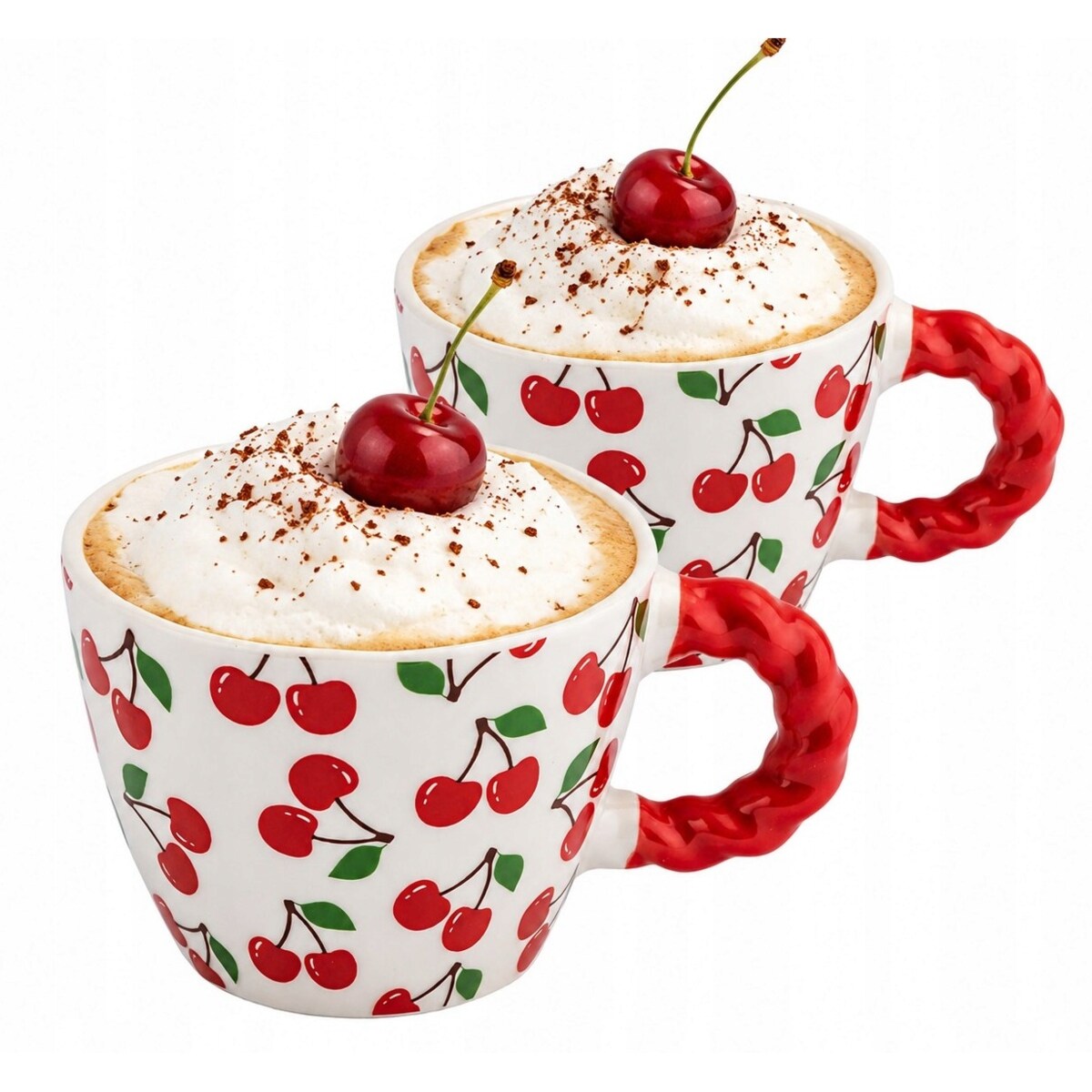 Filiżanki 300 ml 2szt w Wiśnie Kubki do Kawy i Herbaty latte napoje komplet
