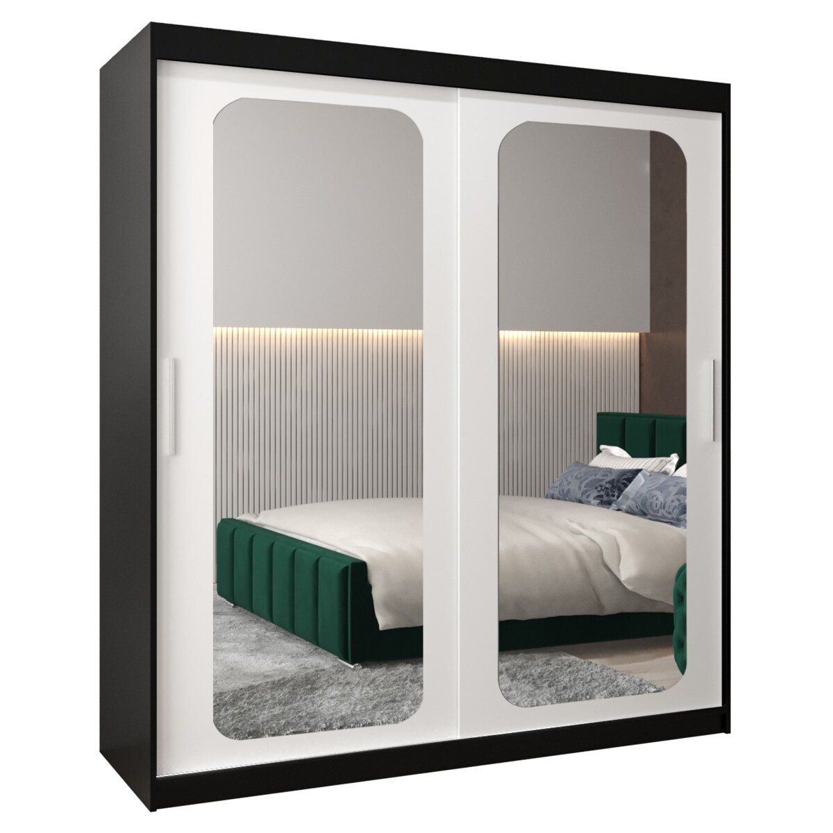 Szafa przesuwna Garderoba PROMO T3 180 czarny/biały