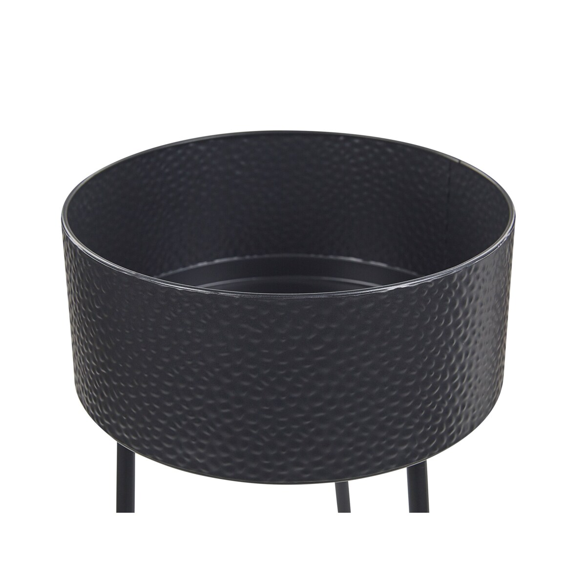 Doniczka na stojaku metalowa 33 x 31 x 88 cm czarna LEIKA