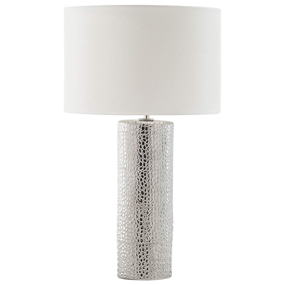 Lampka nocna porcelanowa biało-srebrna AIKEN