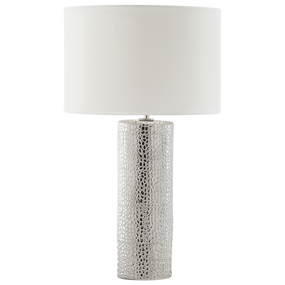 Lampka nocna porcelanowa biało-srebrna AIKEN